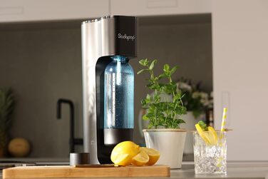 Sodapop Wassersprudler Logan Чорний Матовий - Газоварка для води з 2 скляними (850 мл, 600 мл) та 1 PET пляшкою (850 мл), 42.6 см