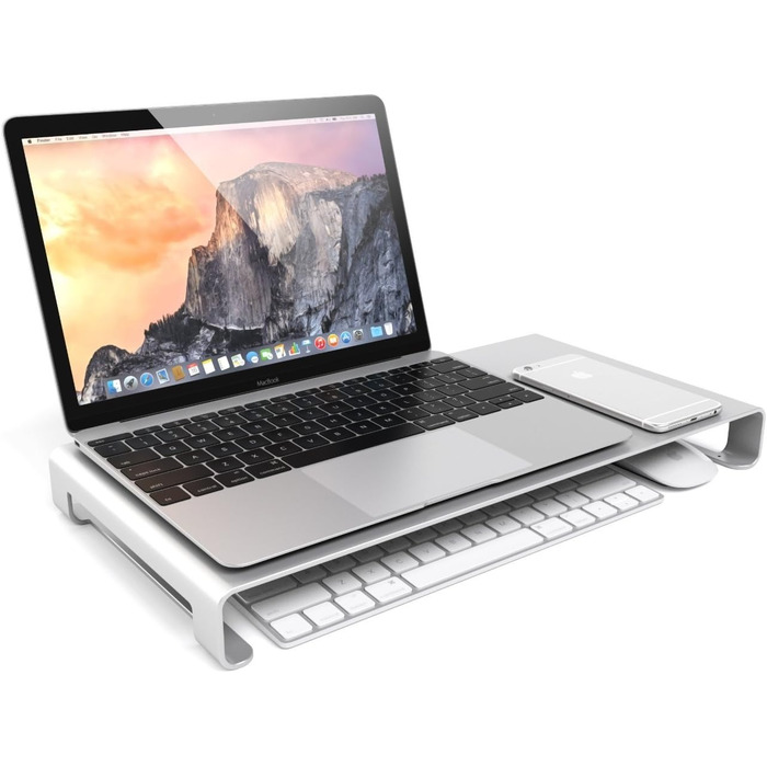 Підставка для монітора Desire2 алюмінієва, для столу, сумісна з iMac, MacBook, ноутбуками та ПК, срібляста