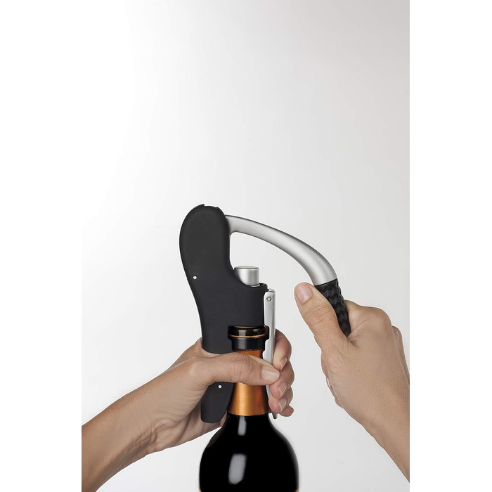 Arcos Wine Opener - Black & Gray Ergonomic Corkscrew with ABS & Zinc Alloy Handle