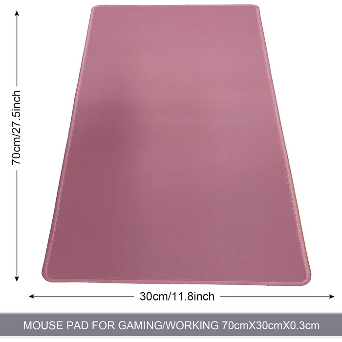 Велике ігрове килимок для миші 70x30 см з прошитими краями, антиковзаюча основа з натурального каучуку, для геймерів, офісу, дому