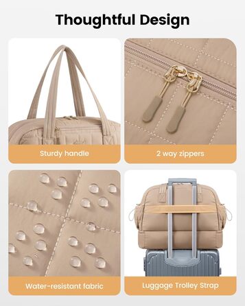 Сумка-мішок LOVEVOOK для подорожей, 35L: спортивна, для фітнесу, з відділенням для взуття та мокрих речей, ручна поклажа, для подорожей, відпустки, сірий+бежевий