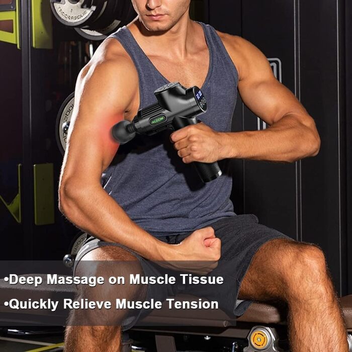 Масажер для м'язів ALDOM Massage Gun: електричний масажний пістолет з 30 швидкостями та 8 насадок (чорний)