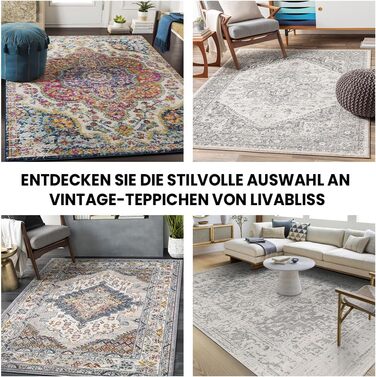 Килимок Livabliss Asmara Vintage 120x170 см - для вітальні, їдальні, спальні, бохо стиль, кольоровий візерунок сірий та помаранчевий