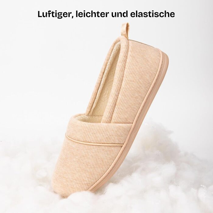 Жіночі домашні тапочки EverFoams з піною Memory Foam, зручні та легкі, з антиковзкою гумовою підошвою (39 EU, Бежевий)