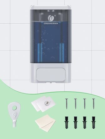 Диспенсер для мила настінний 1000 мл без свердління, прозорий, для шампуню, гелю для душу, рідкого мила, білий