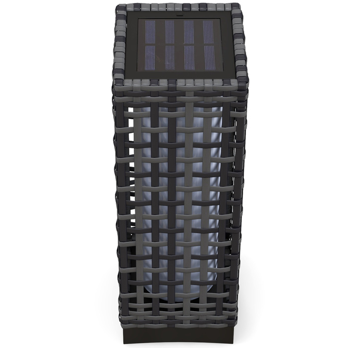 Outsunny Solar Lantern Rattan Solar Lamp Waterproof Path Light with Light Sensor Automatic LED Garden Lamp Outdoor Light for Balcony Steel Grey
