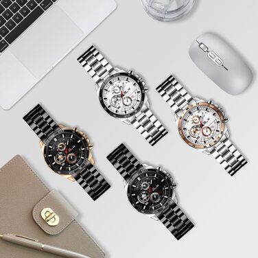 Годинник чоловічий OFF CUP з датою, кварцовий хронограф, водонепроникний, з нержавіючої сталі, стильний аксесуар для бізнесу та повсякденного носіння, ідеальний подарунок, срібно-чорний колір