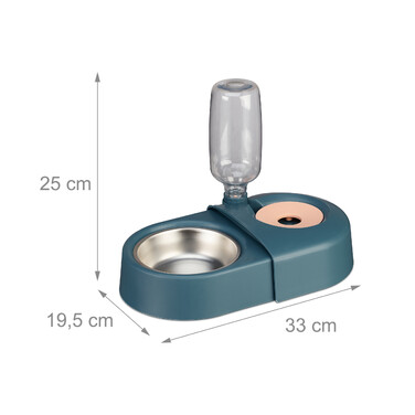Relaxdays Blue Food Bowl with Water Dispenser