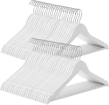 Плечики для одягу SONGMICS, 20 шт., дерев'яні, для костюмів та сорочок, з антиковзним вигином, поворотний гачок, натуральний колір + срібло