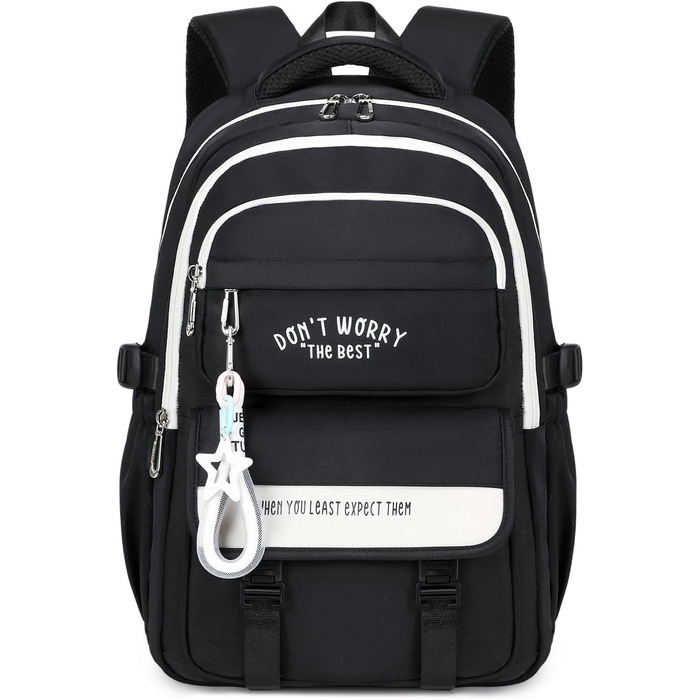 Шкільний рюкзак Tanou для підлітків, рюкзак для школи, великий шкільний ранець для дівчаток 4-12 класів, водонепроникний, зручний денний рюкзак для початкової, середньої та вищої школи (Чорний)