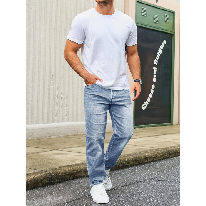 Чоловічі джинси Runcati Regular Fit: світло-блакитні стрейч денім, базові повсякденні штани (S)