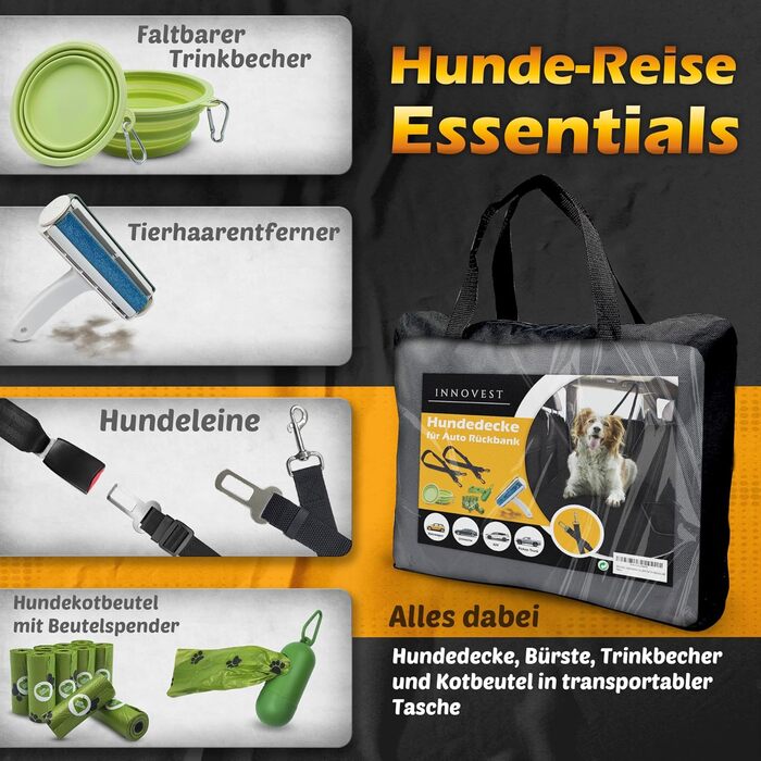 INNOVEST Захисний килимок для авто для собак - захист заднього сидіння, килимок у багажник, для подорожей та транспортування