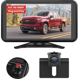 Автомобільна камера заднього виду Auto-VOX Plug & Play 4.8'' 1080P, стабільний сигнал, нічне бачення, IP69K, 3-кратний зум для вантажівок, SUV, автодомів