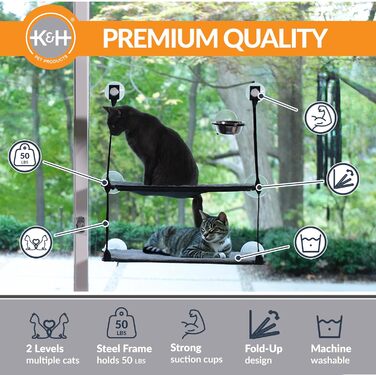 Кіттензіл K&H EZ Window Mount - Двоярусне ліжко для котів на віконний підвіс