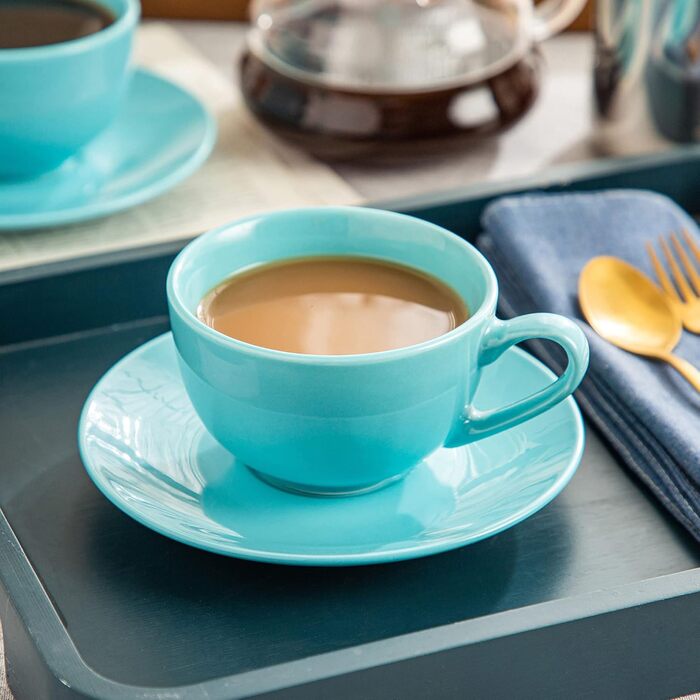 LOVECASA Кавовий сервіз з порцеляни, Sweet, 12-ти частинний (12 чашок з блюдцями), для 6 осіб, 230 мл, білий, VCP-CC13