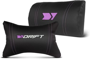 Професійне ігрове крісло DRIFT GAMING DR350 ергономічне, з 4D-підлокітниками, подушками під поперек та шию, нахил 135°, безшумні колеса, чорно-фіолетове