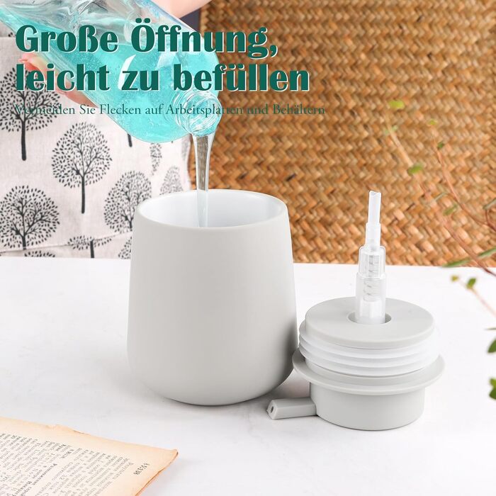 Дозатор для рідкого мила BosilunLife 350 мл, наповнюваний, великий насос, стильний, неслизький, BPA-free, для кухні та ванної кімнати