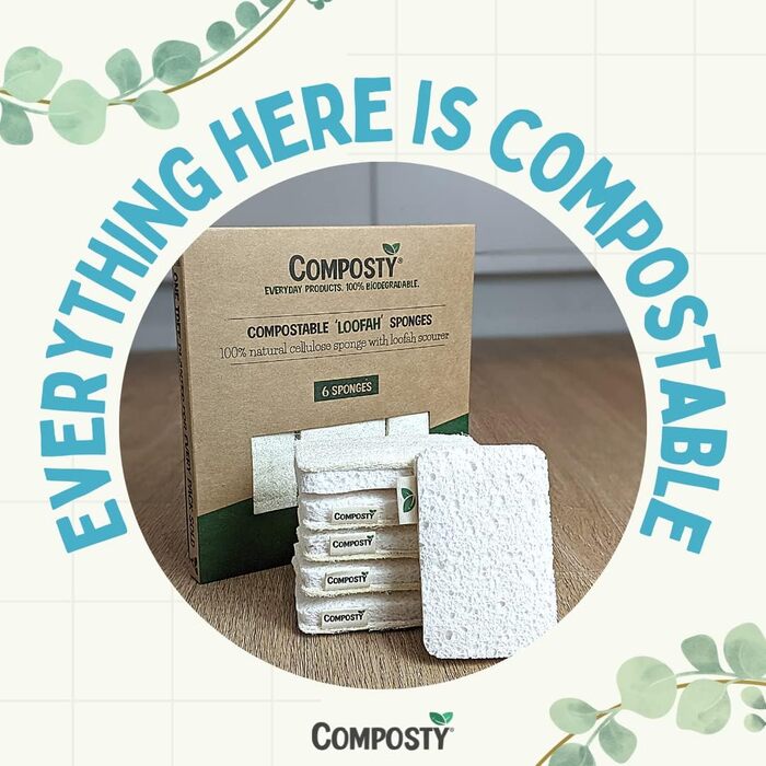 Compostable Luffa Sponges, award-winning, eco-friendly, kitchen sponge, scratch-resistant pot cleaner, compostable and plastic-free, cellulose dish sponge, biodegradable household cleaning pads
