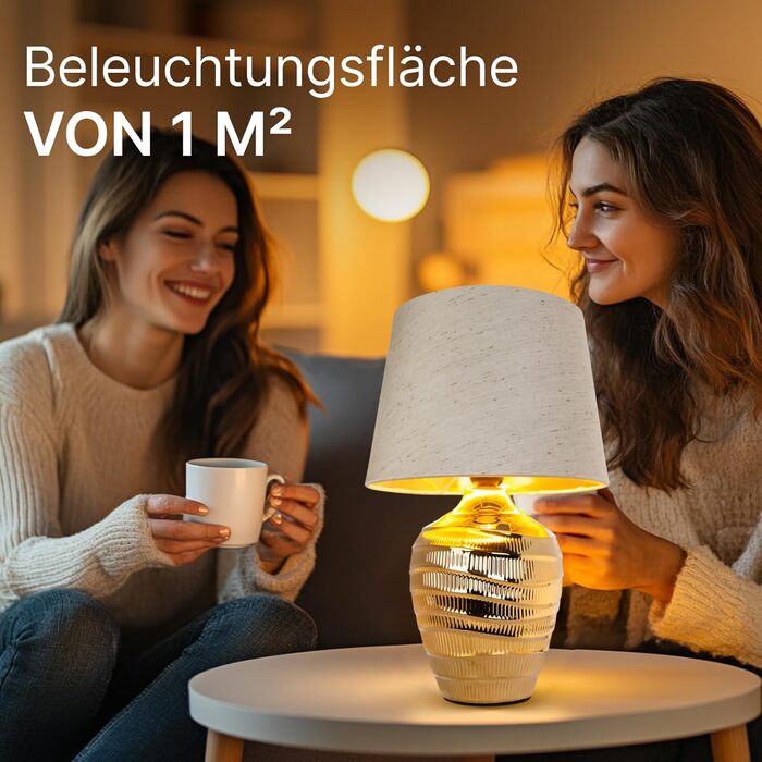 ARTE LAMP Poppy LED лампа настільна з кабелем – Хром/Біла настільна лампа з абажуром з білого текстилю для вітальні та спальні (Хром)