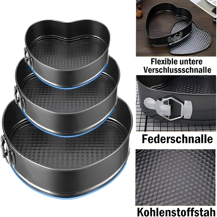 Набір для випічки Sadodo: форми для тортів, кексів, коржів (20/22/24/26 см) + кондитерський мішок з насадками. Антипригарне покриття, знімне дно