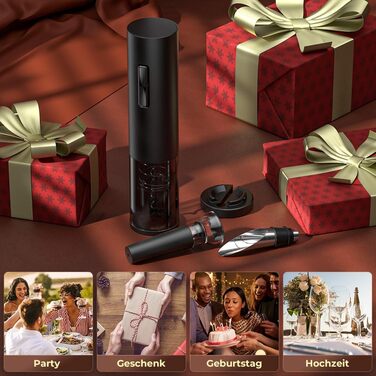 Електричний відкривачка для вина GHB 6-в-1 з USB-зарядкою, зрізач фольги, виливає вино та вакуумний затвор. Подарунок для поціновувачів вина