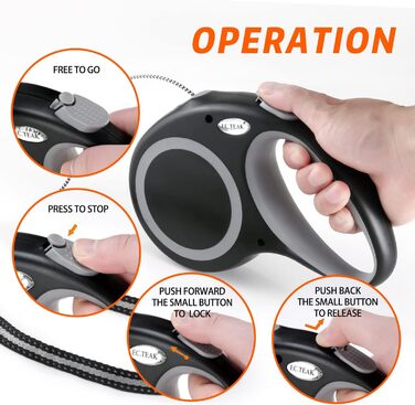 Висувна собача шлейка, 9.1 м, для середніх та великих собак до 35 кг, міцна, не заплутується, розмір L, чорна