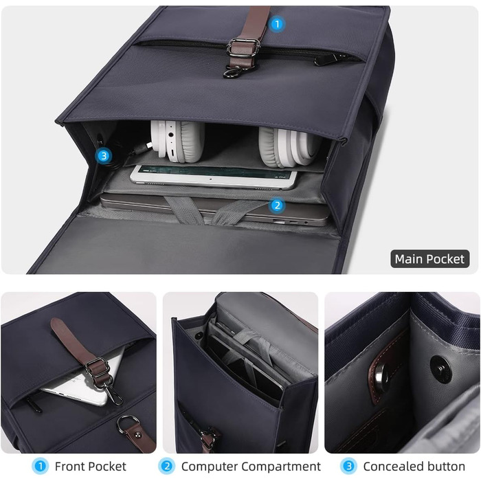 Рюкзак для ноутбука чоловічий/жіночий, 15.6 дюймів, з USB-портом, для подорожей, навчання, велосипеда, блакитний