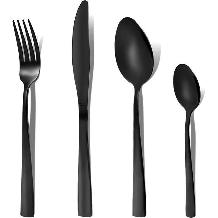 Otto Koning Cutlery Set, 32-Piece - Black Cutlery Set made of High-Quality Stainless Steel, Modern Cutlery Sets for 8 People, Dishwasher-Safe, Mirror-Polished, Durable, Elegant Design