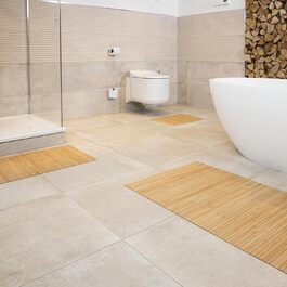Bamboo Bath Mat Set - 3 Piece Non-Slip Bath Rugs | Natural Wood Bath Mat for Bathroom