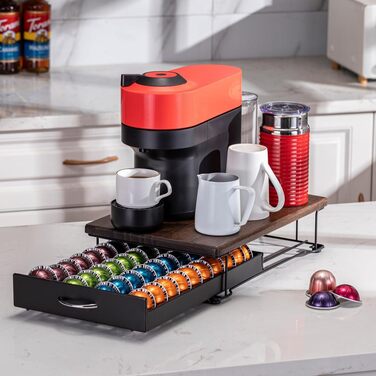 Підставка для капсул Nespresso Vertuo (дерев'яний верх, 40 капсул) - Органайзер для кавових капсул