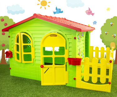 Дитячий ігровий будинок Mochtoys із пластику, з огорожею та гіркою