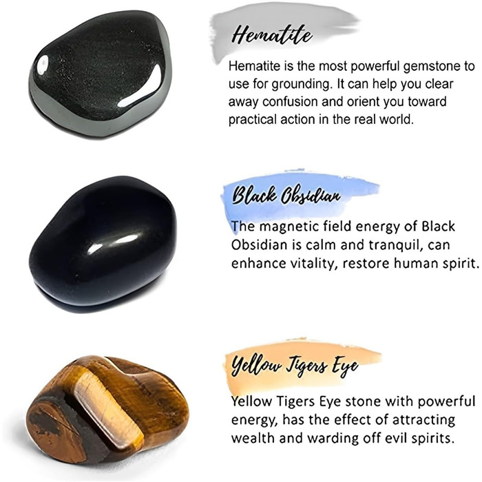 Браслет з тигровим оком, чорним турмаліном, обсидіаном та гематитом - захист, подарунок для друзів, чоловіка, батька