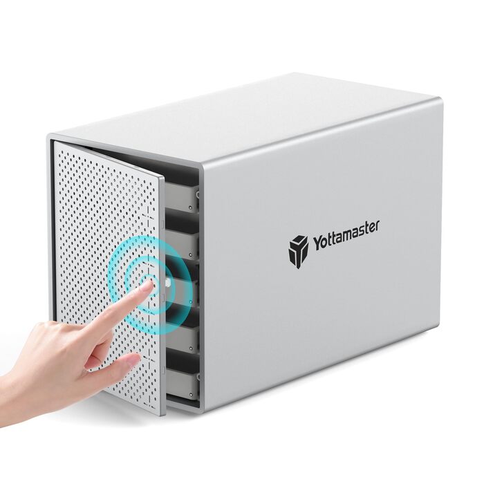 Зовнішній корпус для жорстких дисків Yottamaster на 5 слотів USB-C, алюмінієвий SATA Case для HDD/SSD 3.5