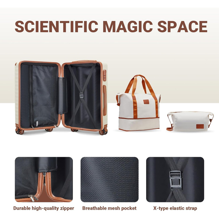 Чемодан Joyway ABS з жорсткою обшивкою, ручний багаж 56 см з TSA замком, відсіком для напоїв та стійким до тиску каркасом, білий