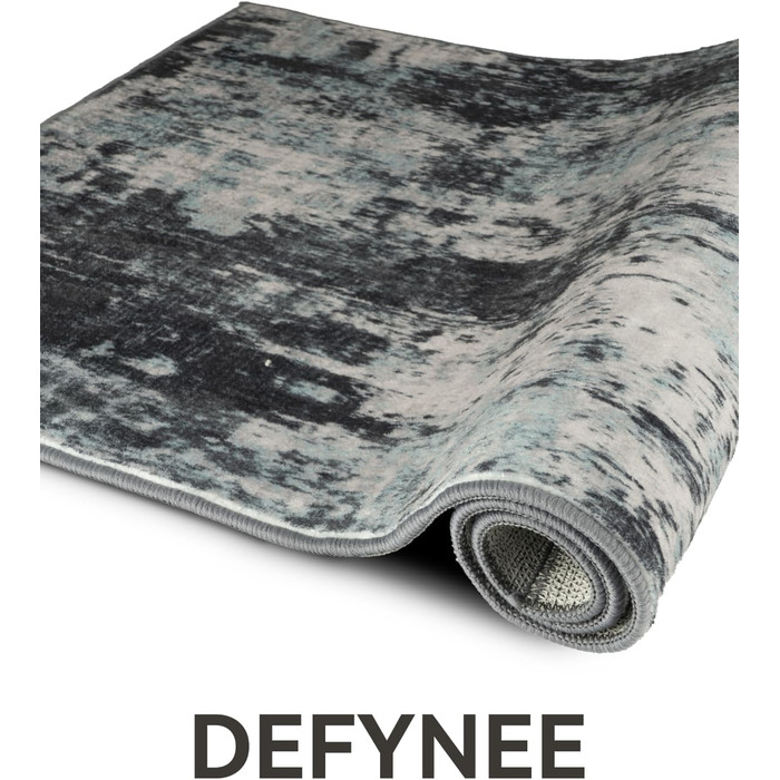 Килимок-доріжка 60 x 180 см, неслизький, з коротким ворсом, для кухні, миється, складається, абстрактний дизайн, синьо-чорний колір, підходить для входу, кухні, вітальні та офісу