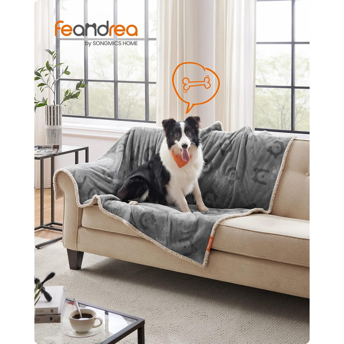 Водонепроникний коврик для собак Feandrea, Sherpa Fleece, 152 x 127 см, XL, сірий. Захист дивану, машинне прання