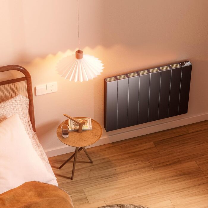 Електричний конвектор EMKE 1500W антрацит з LCD-дисплеєм, тижневим таймером, для підлоги чи стіни, з дистанційним керуванням, енергоощадний електрообігрівач