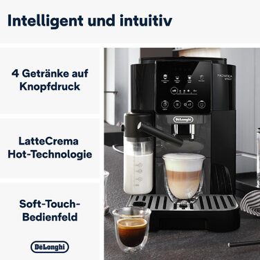 De'Longhi Magnifica Start ECAM222.60.BG, fully automatic coffee machine with LatteCrema milk system for automatic cappuccino, 4 direct selection buttons, soft-touch control panel, 