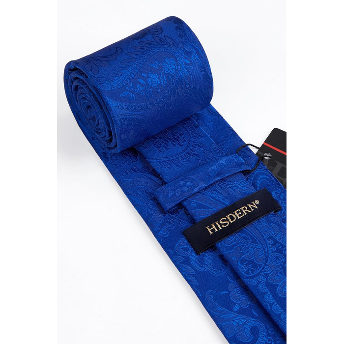 Чоловічий краватка та хустинка Enlision: Комплект з затискачем для краватки та запонками, королівський синій колір