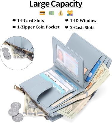 GAEGAEKEAO Wallet for Women, Small Wallet for Women, Small Ladies Purse with RFID Blocking, Wallet for Women with Zipper Pocket