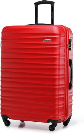 Валіза на колесах WITTCHEN Groove Line L (червона) з ABS-пластику, велика, для авіаперельотів (Lufthansa/Eurowings/Ryanair), з кодовим замком та 4 спіннерами