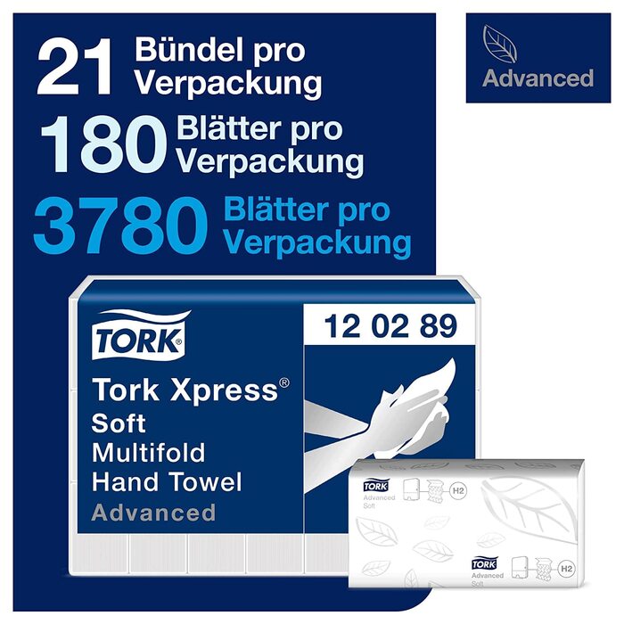Tork Xpress Table Dispenser for Multifold Paper Towels 552200, Elevation Design - H2 Table Paper Towel Dispenser for Folded Towels for Single Sheet Dispensing, Compact Shape, White, 21.8 x 32.3 x 11.6 cm (White, Bundle with Paper Towels 21 x 180)