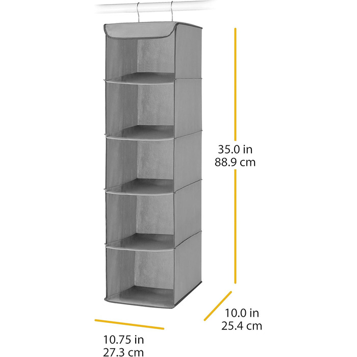 Організатор для шафи Whitmor, полиці, сірий, 5 секцій, поліестер