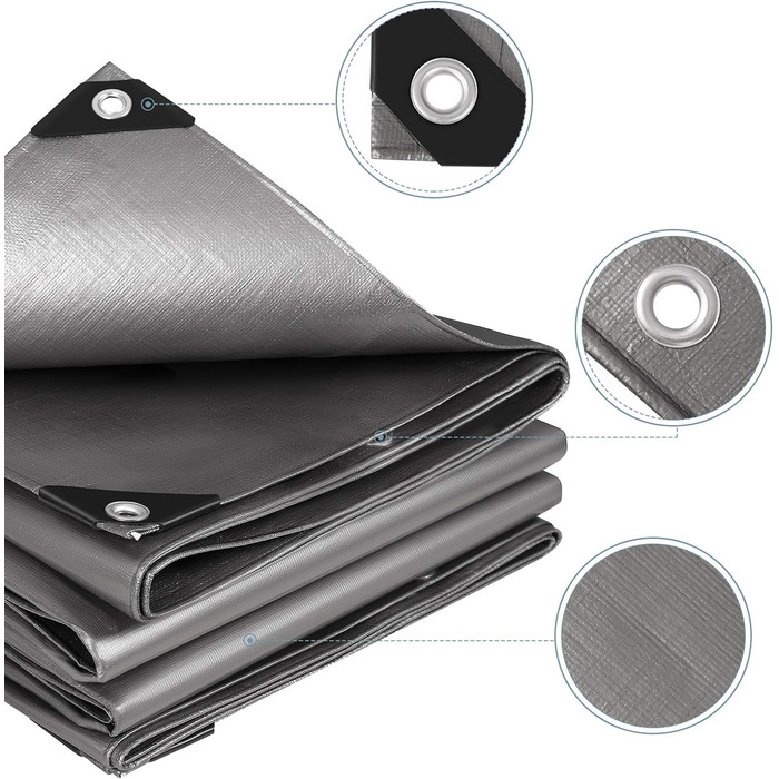 280g/m² Cover Sheet Fabric Sheet 4x4m made of PE [without recovered materials], waterproof and reinforced tarpaulin for garden furniture, pool, car, trampoline, with 16m rope for securing.