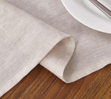 DAPU Linen Tablecloth, 100% French Natural Linen Rectangular Tablecloth 140×220cm (Natural Linen, 140 x 220 cm)