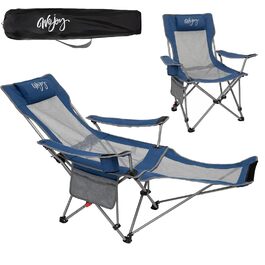 Кемпінговий стілець-розкладний WEJOY 2-в-1 з підставкою для ніг та підсклянником, блакитно-сірий