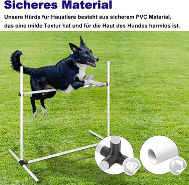 Набір для аджиліті для собак 4-TLG, комплект для тренувань собак, регульована висота, з сумкою, PVC, білий