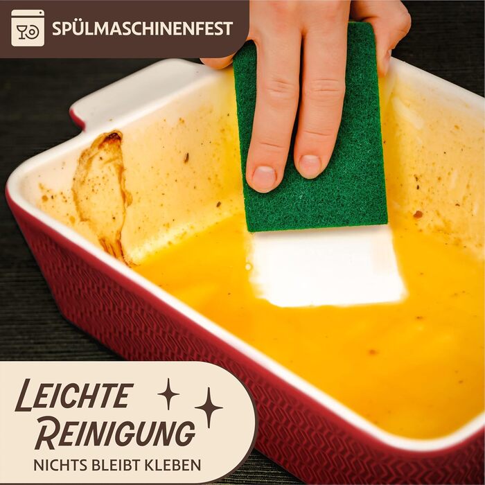 Форма для запікання Praknu Groß - Лазанья з кераміки з високим бортиком - Форма для запікання, тирамісу та запіканок - червона