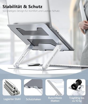 Adjustable Laptop Stand for Desk - 360° Rotating Base, Ergonomic Riser for MacBook Pro/Air, HP, Dell, Lenovo (10-17 inch)
