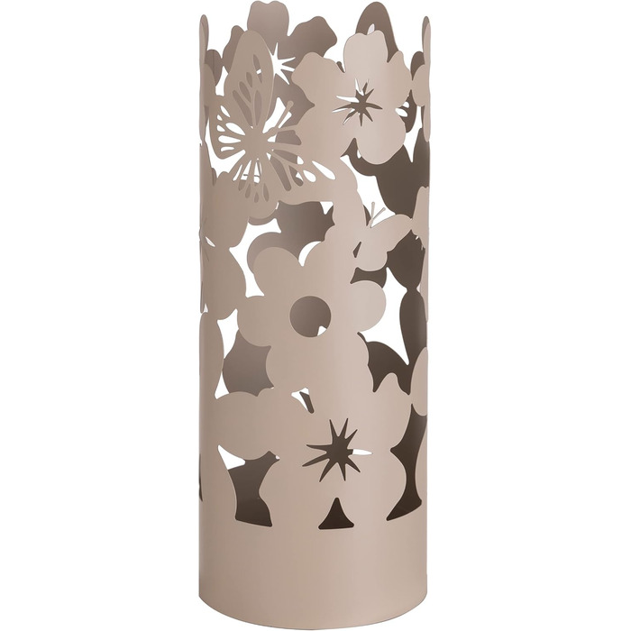 Підставка для парасольки Baroni Home: сучасний дизайн, метал, квіти, 2 гачки, знімний контейнер, 19x19x49 см (білий, тауп)